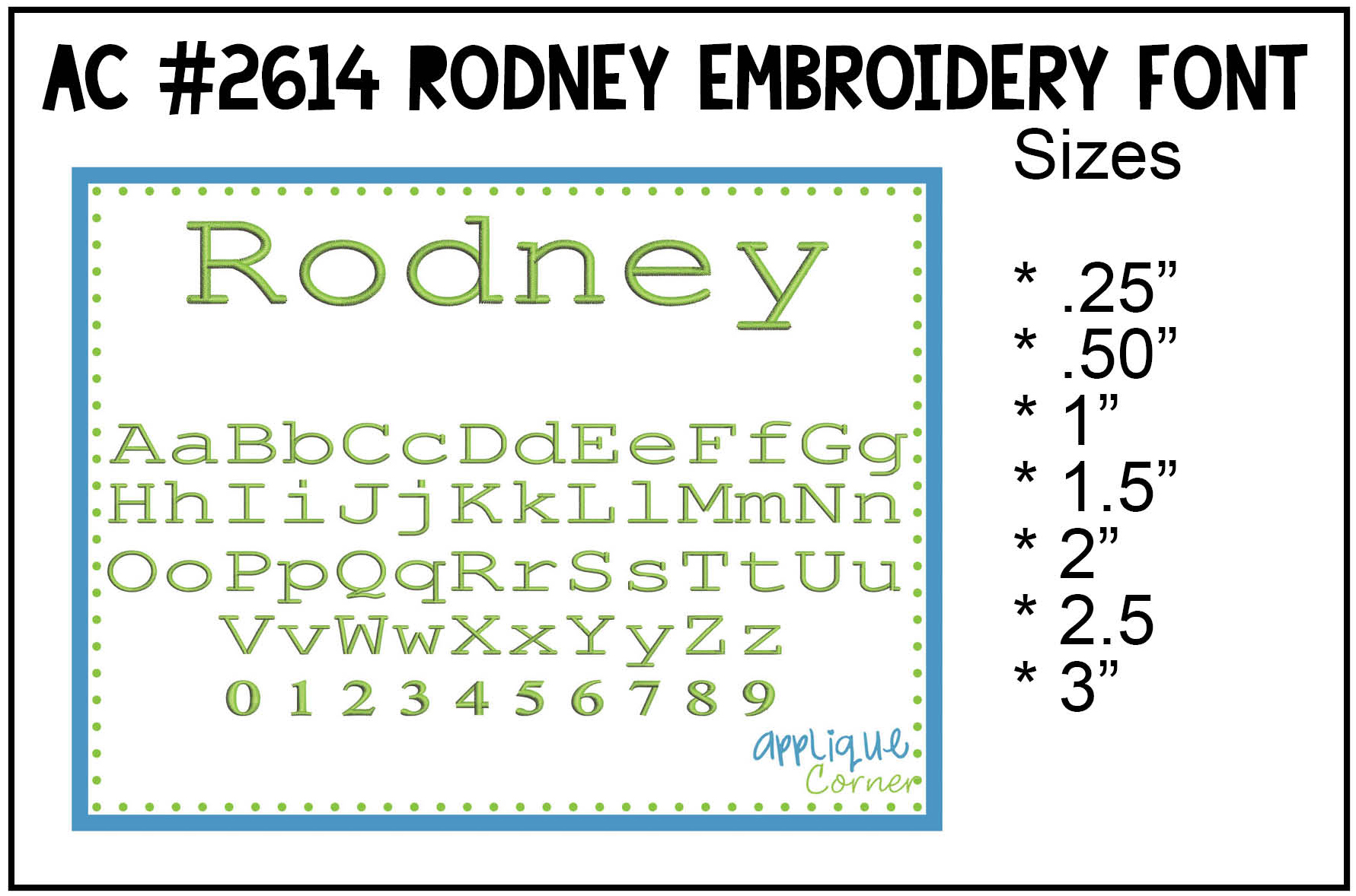 Rodney Embroidery Font
