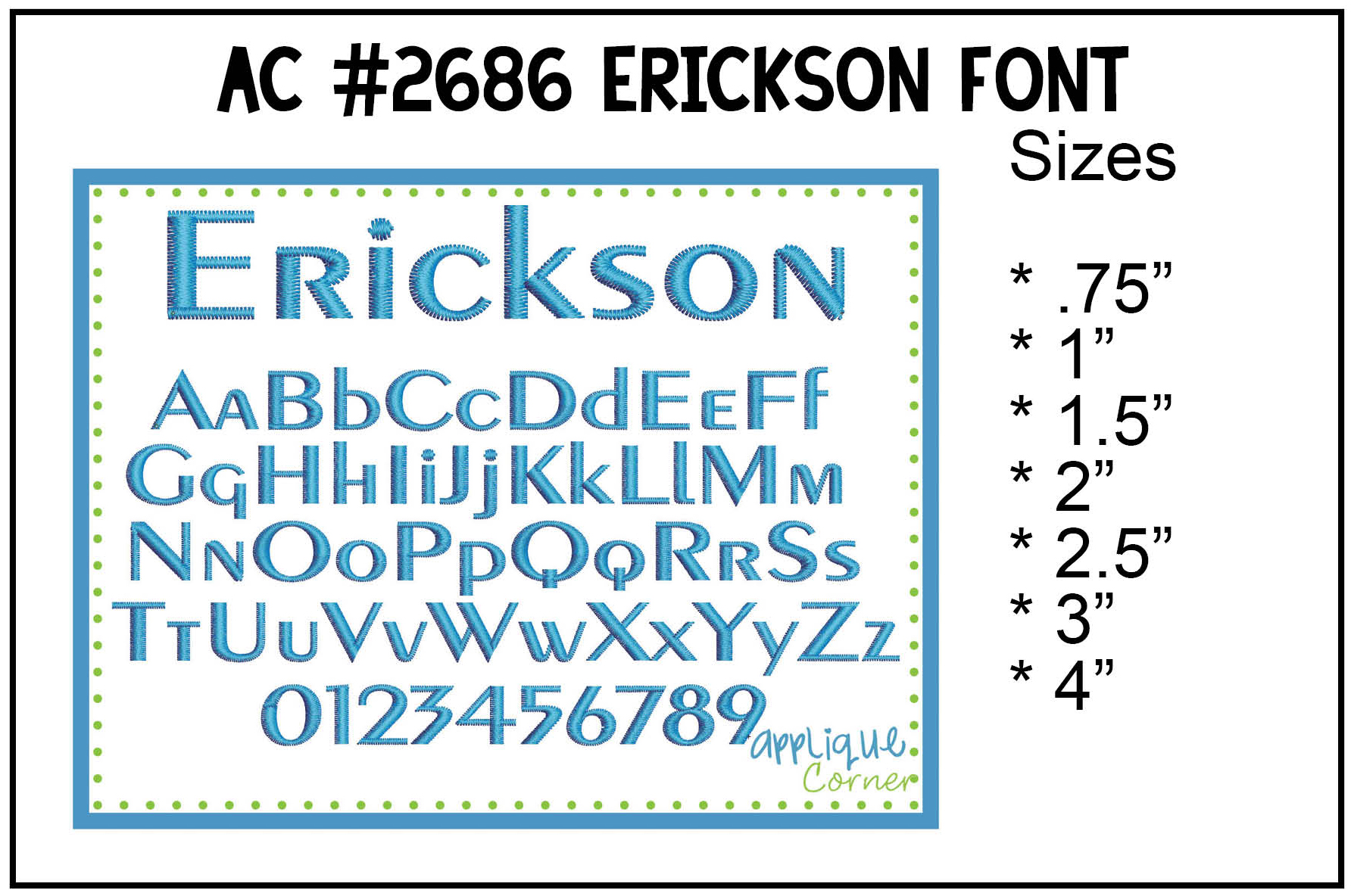 Erickson Embroidery Font