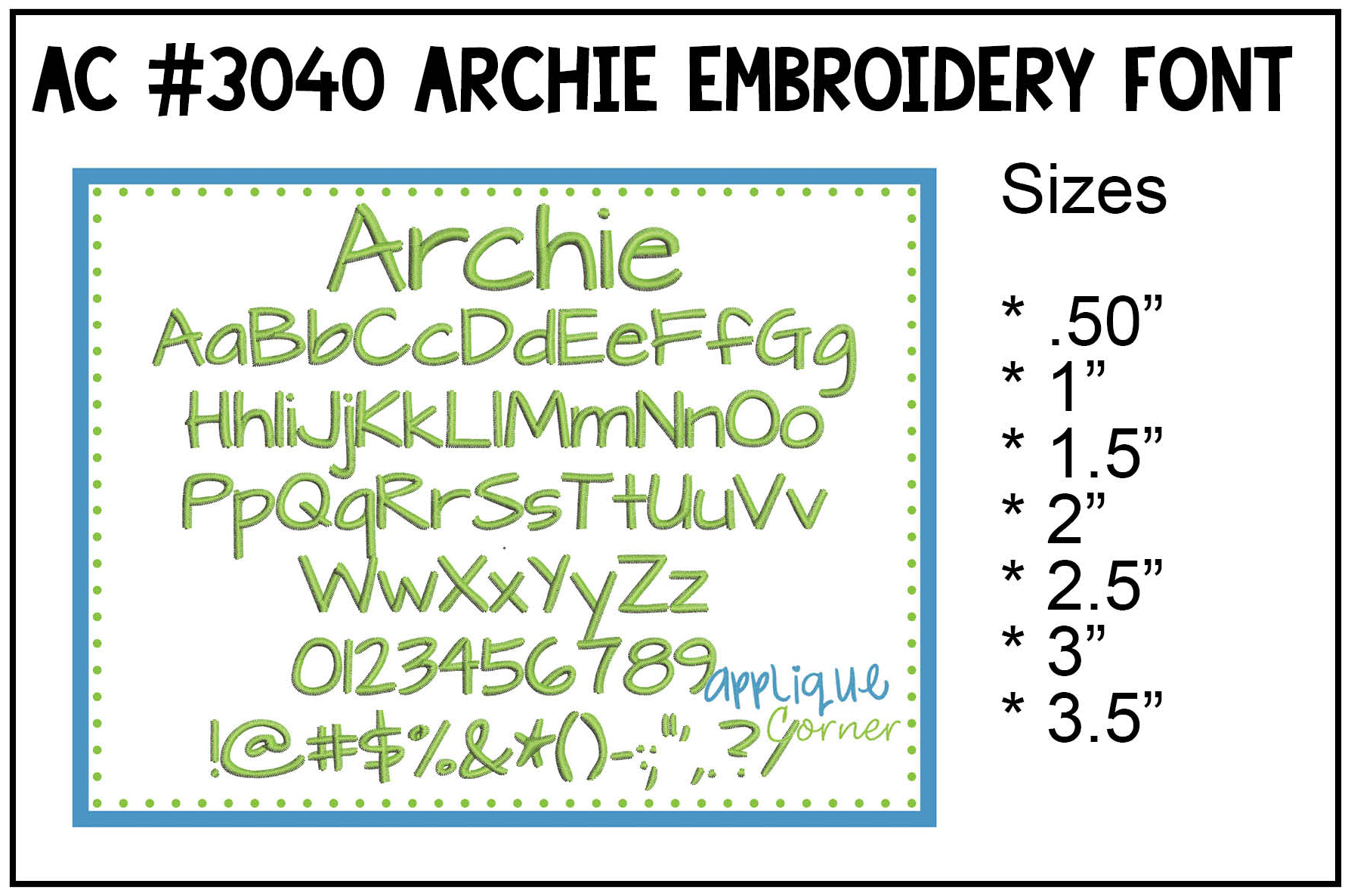 Archie Embroidery Font