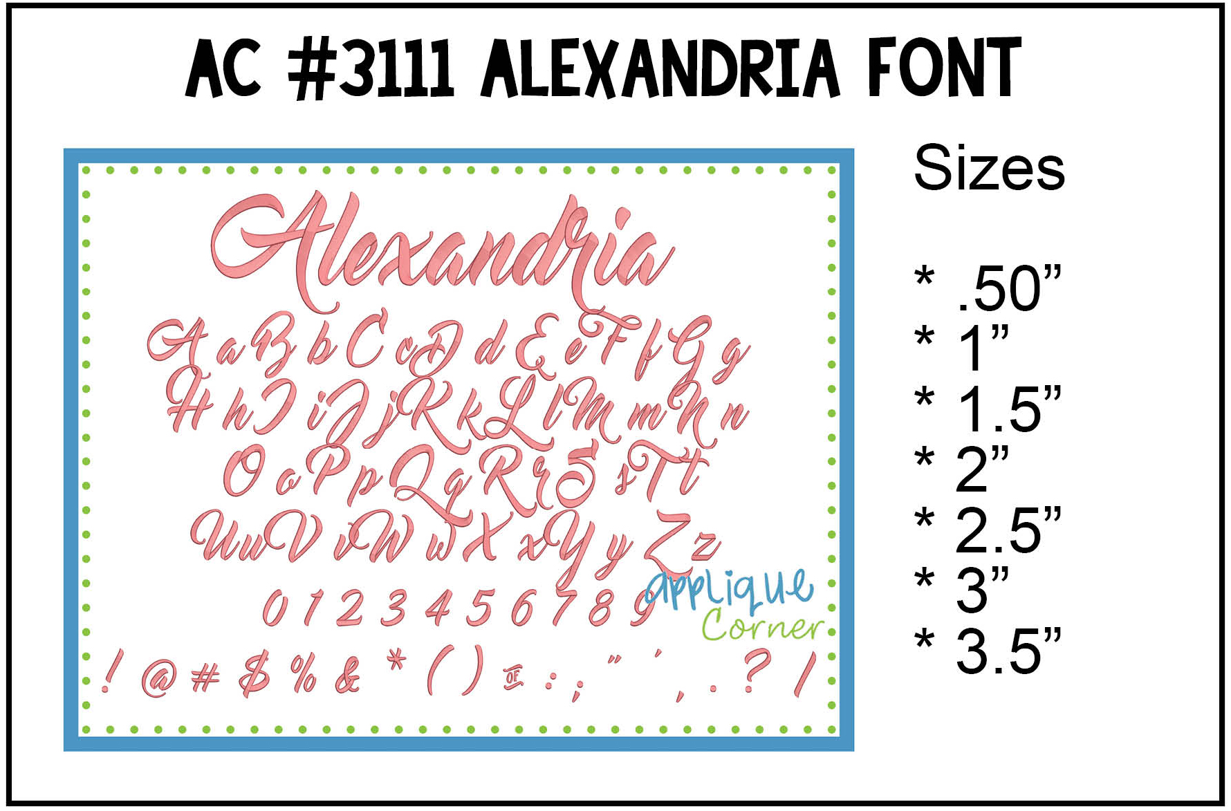 Alexandria Embroidery Font