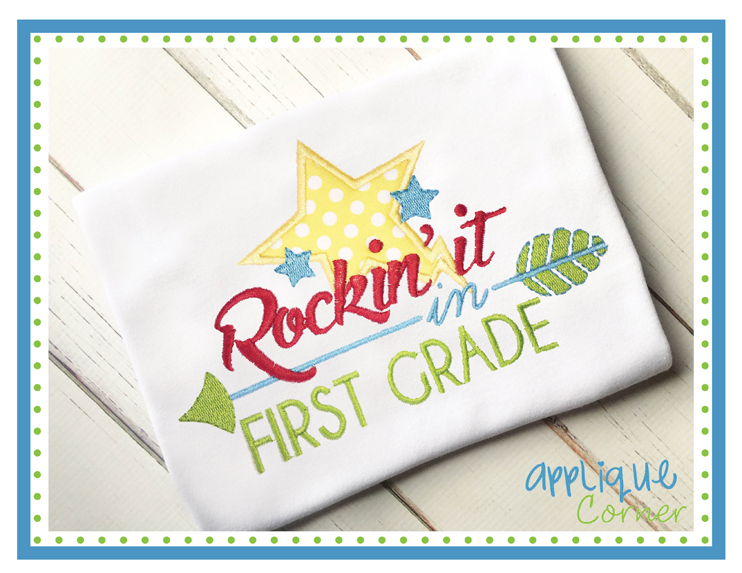 Rockin It in the First Grade Applique Design