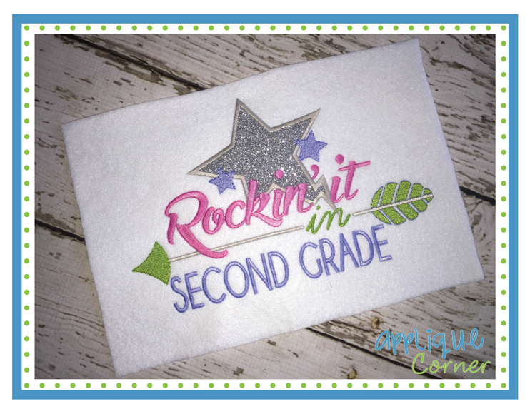 Rockin It in the Second Grade Applique Design