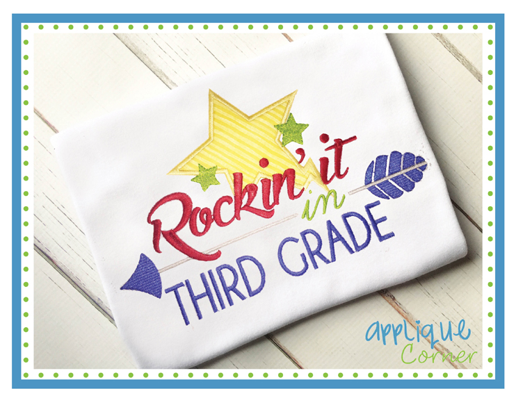 Rockin It in the Third Grade Applique Design