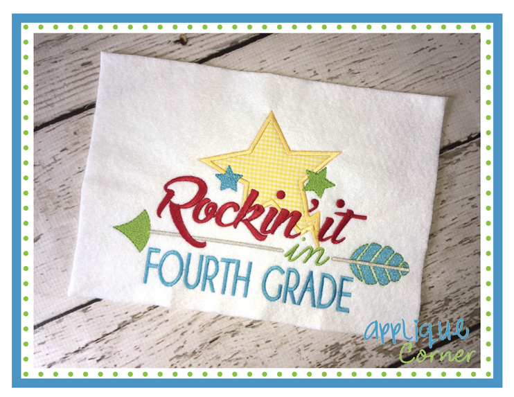 Rockin It in the Fourth Grade Applique Design