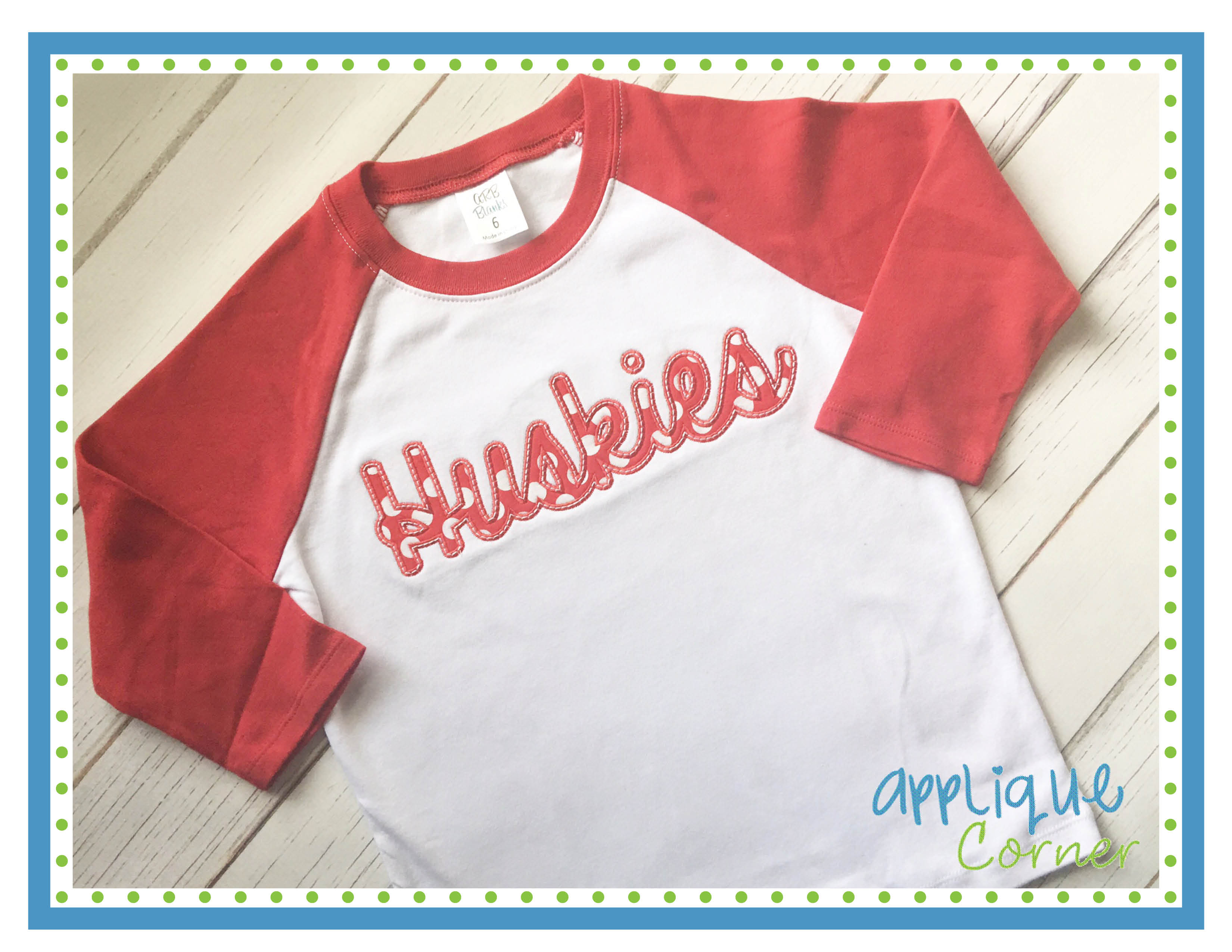 Huskies Script Applique Design
