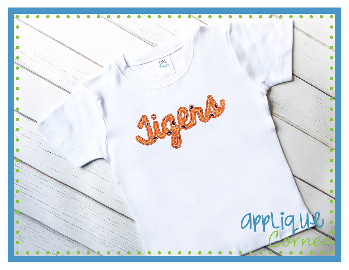Tigers Script Applique Design