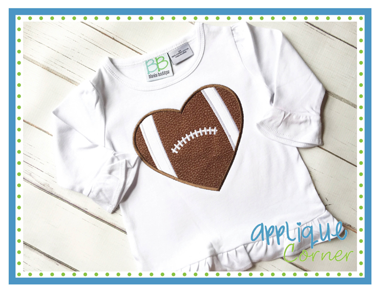 Football Heart Applique Design