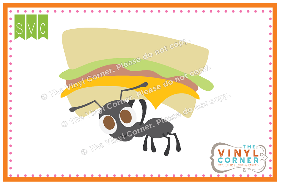 Ant With Sandwich Cuttable SVG Clipart Design