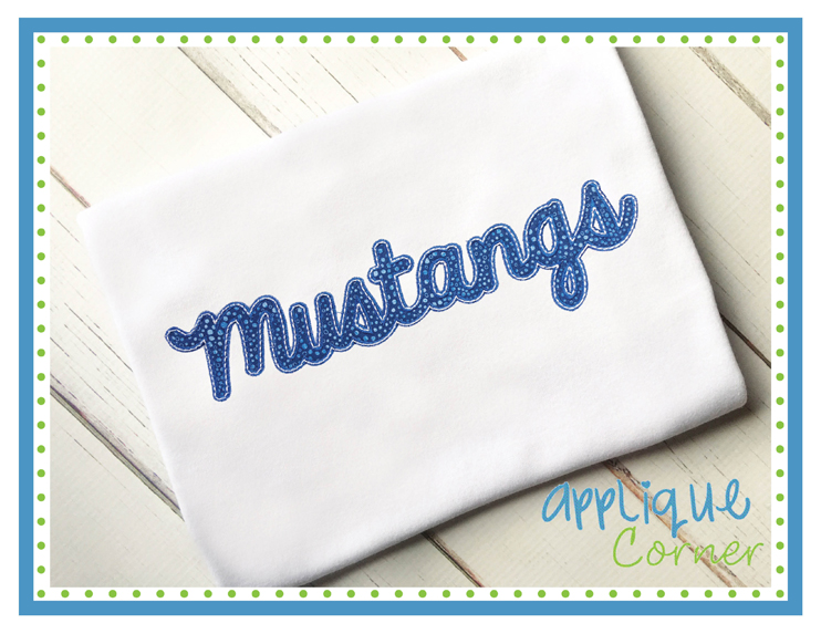 Mustangs Script Applique Design