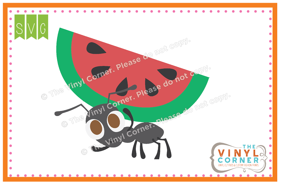 Ant With Watermelon Cuttable SVG Clipart Design
