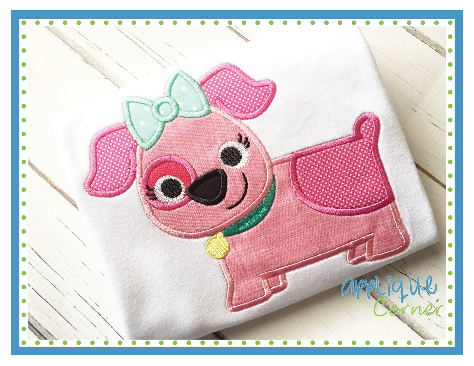 Pink Puppy Applique Design