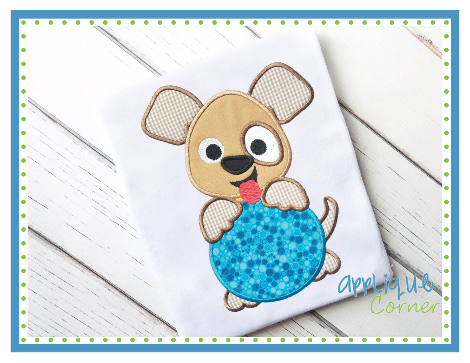 Puppy with Ball Applique Design
