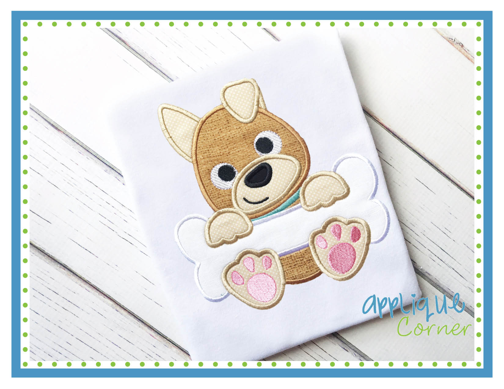 Puppy with Bone Applique Design