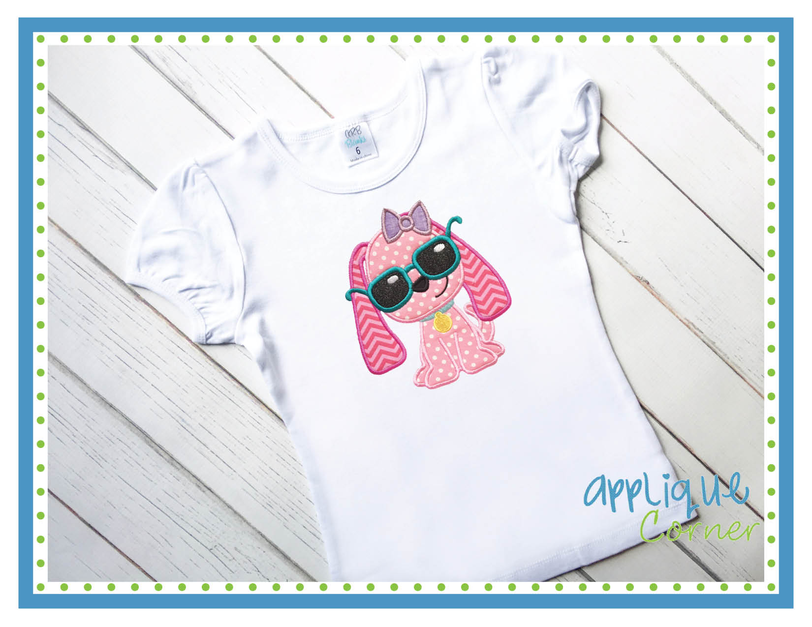 Puppy with Glasses Applique Design