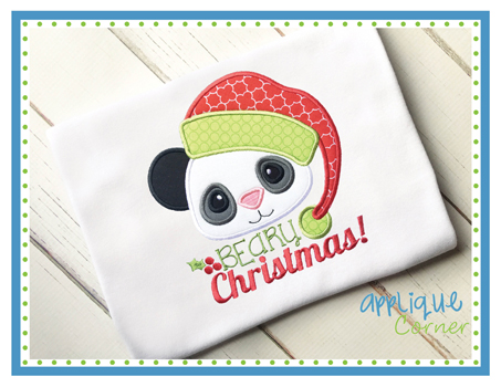 Beary Christmas Panda Applique Design
