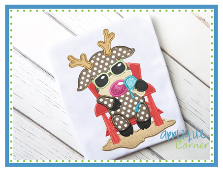 Reindeer at the Beach Applique Design
