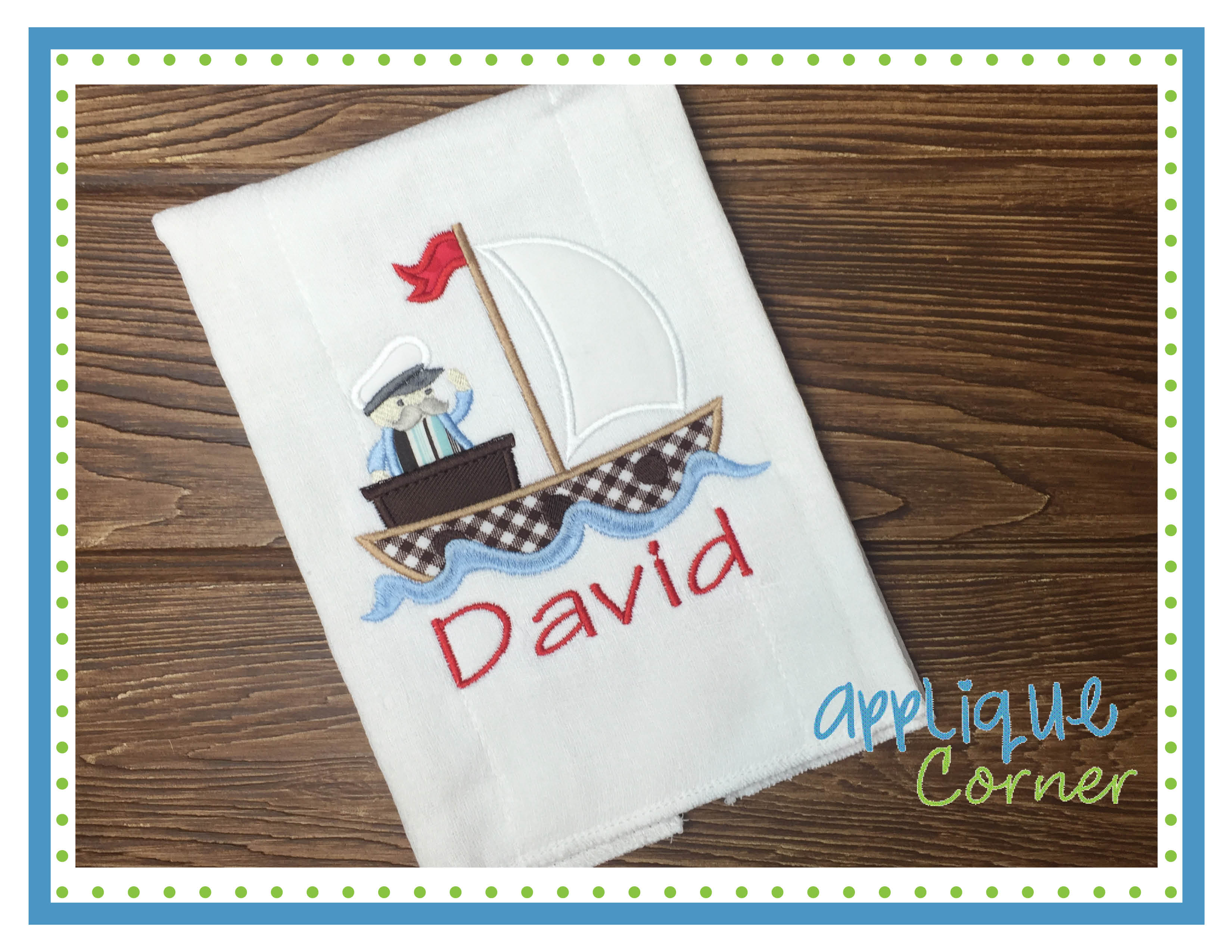Sailor on Boat Applique Design