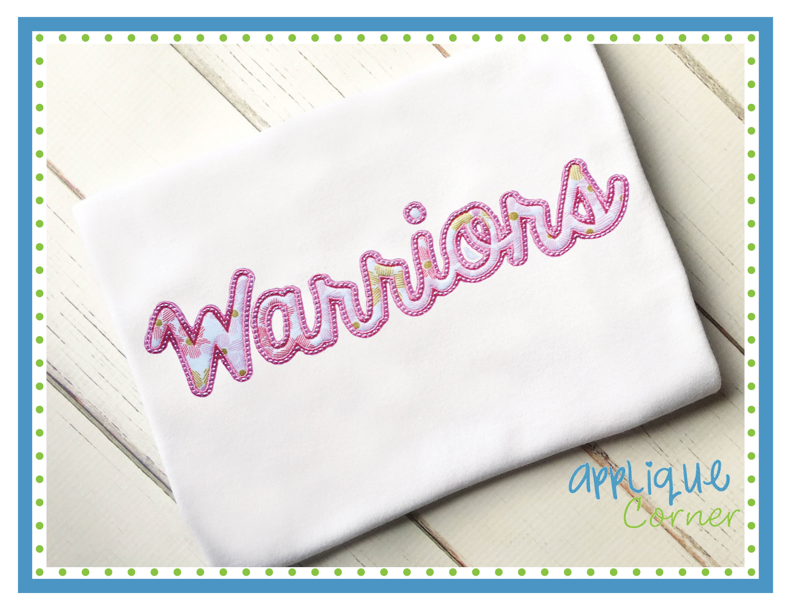 Warriors Script Applique Design
