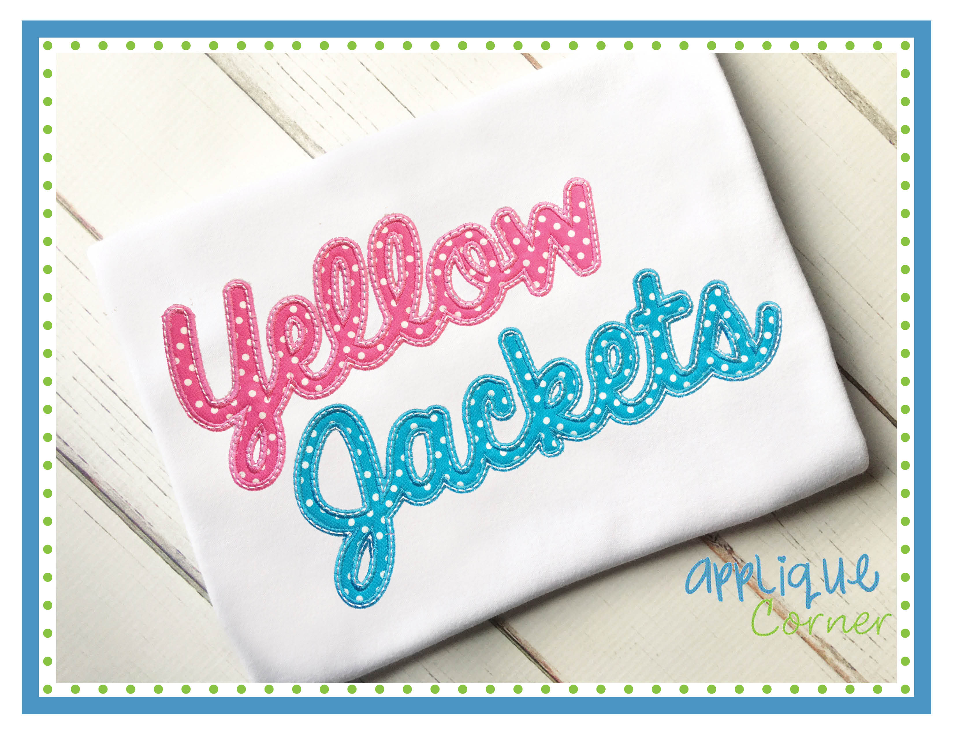 Yellow Jackets Script Applique Design