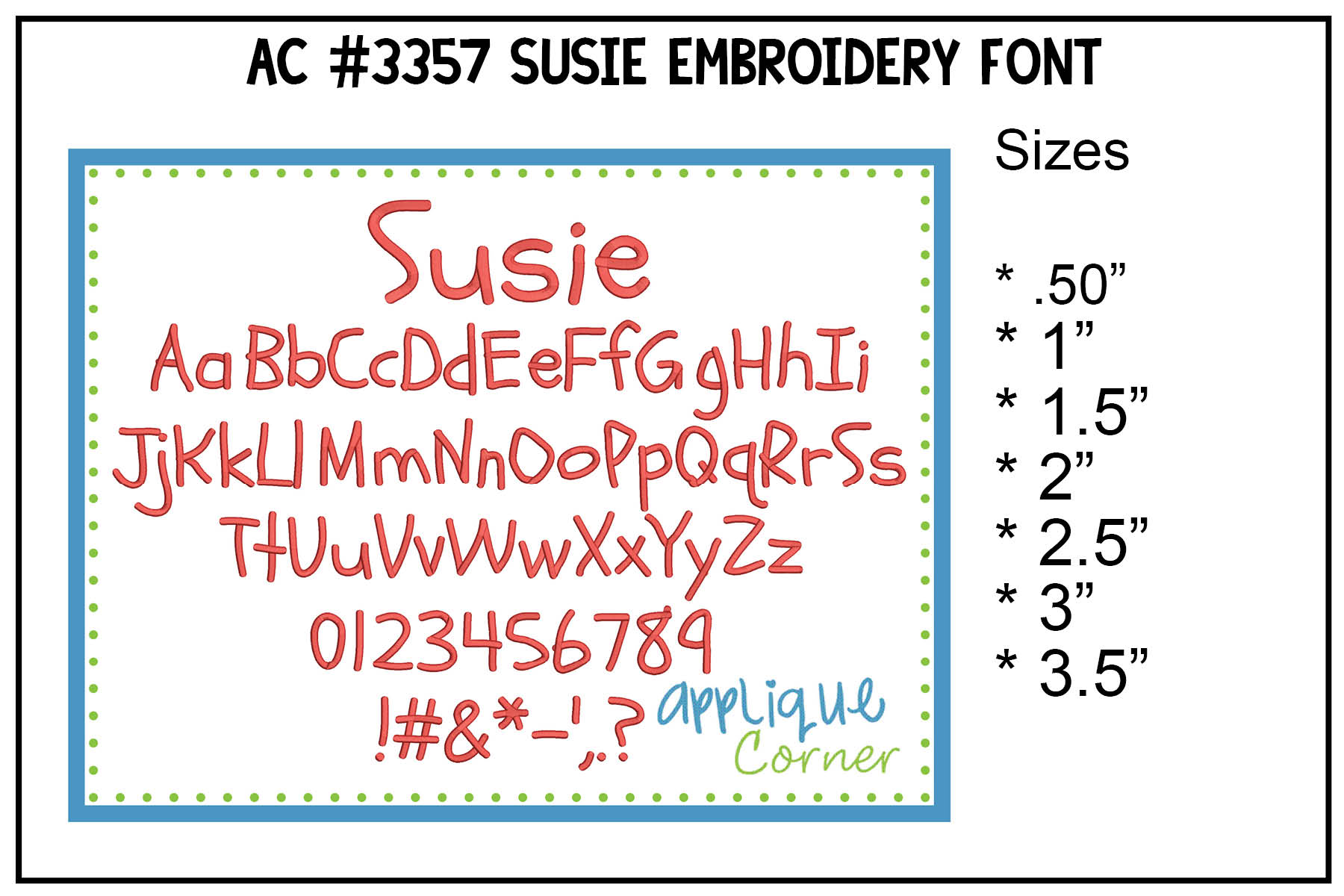 Susie Embroidery Font