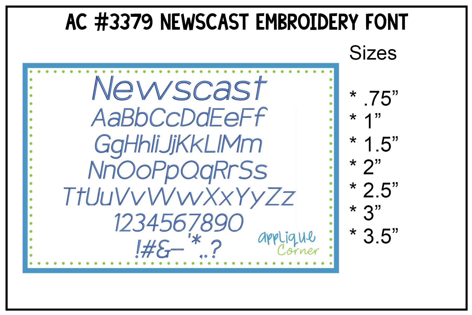 Newscast Embroidery Font