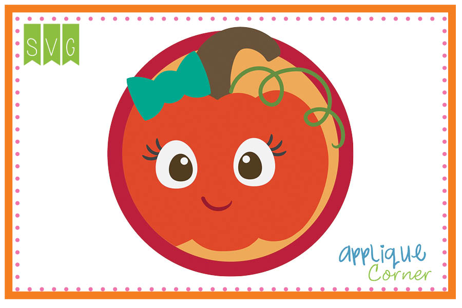 Girl Pumpkin with Bow Cuttable SVG Clipart