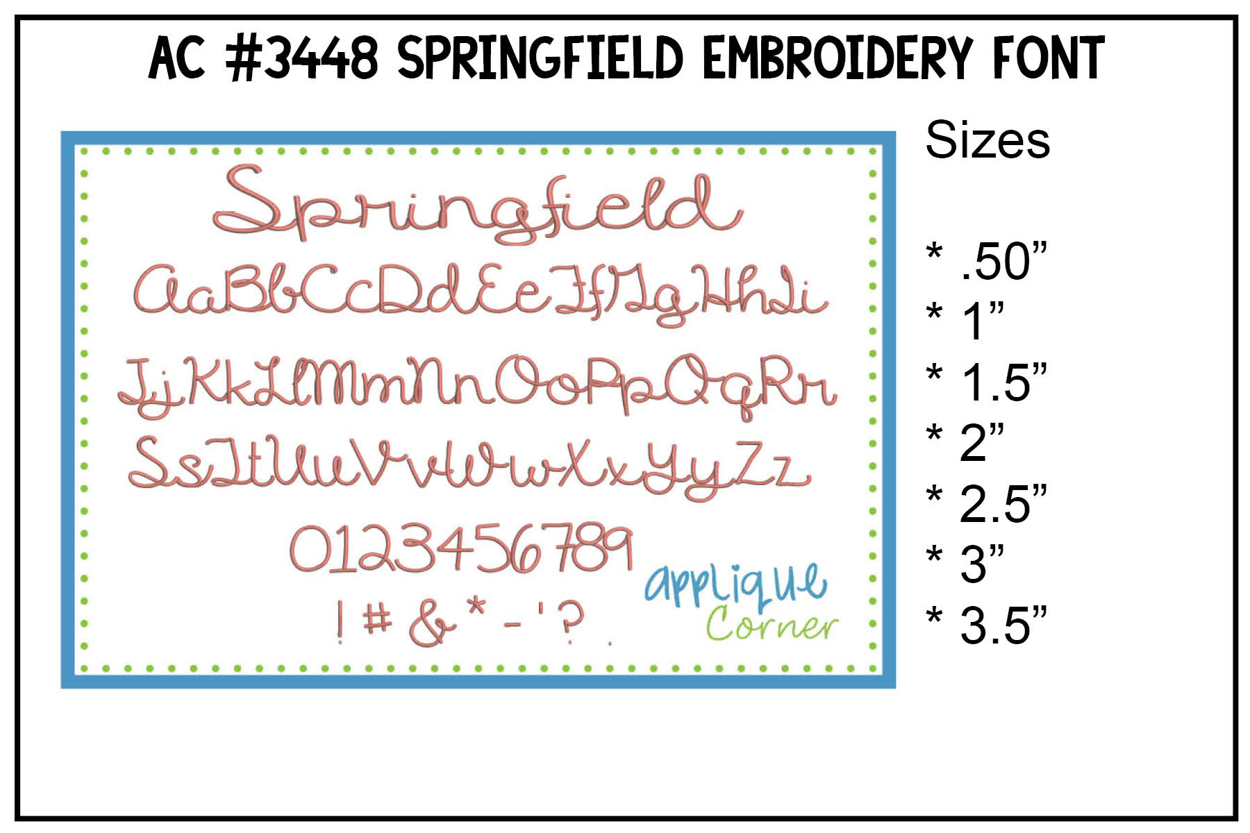 Springfield Embroidery Font