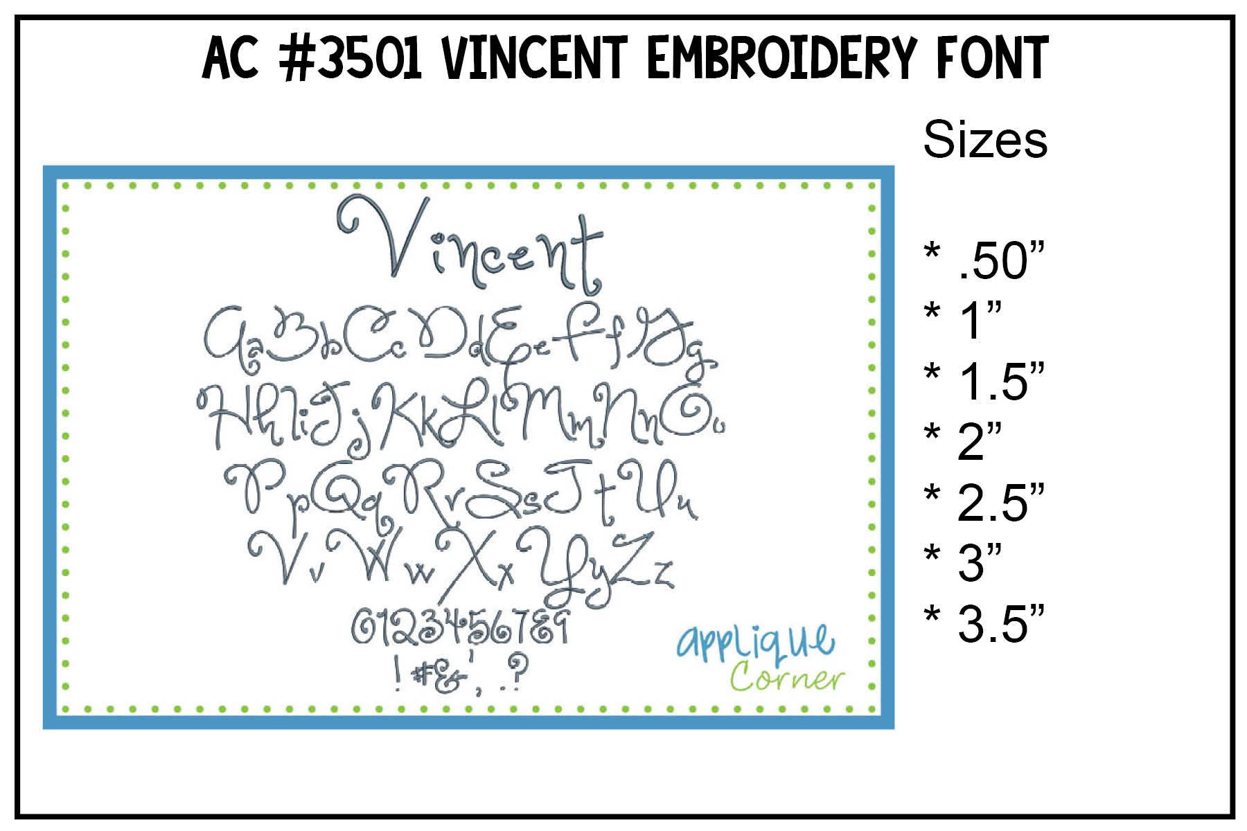 Vincent Embroidery Font