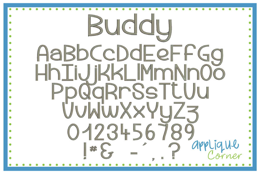 Buddy Embroidery Font