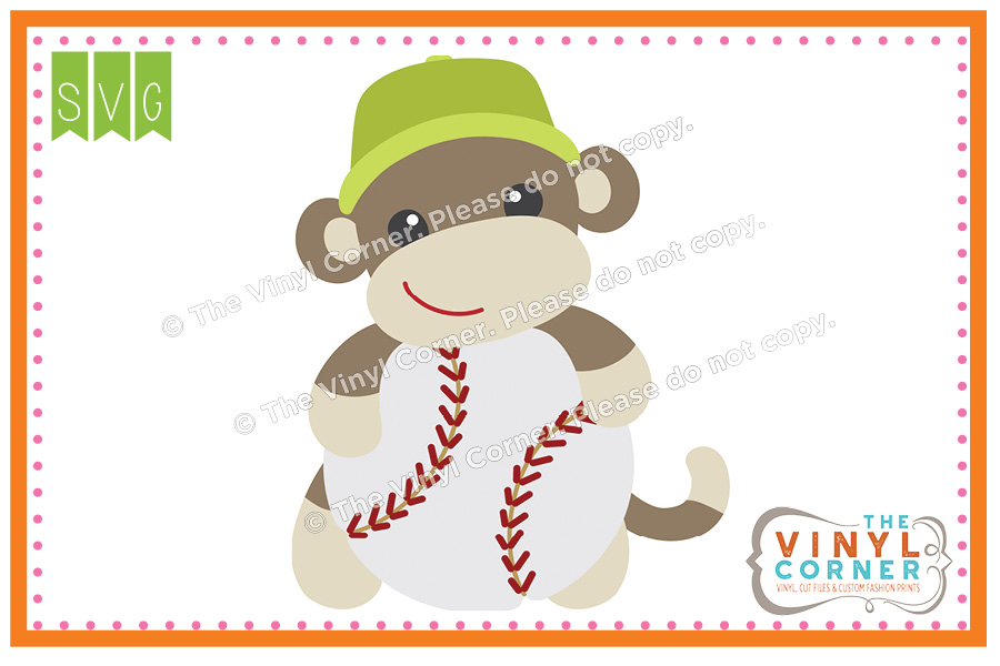 Sock Monkey Baseball Cuttable SVG Clipart Design