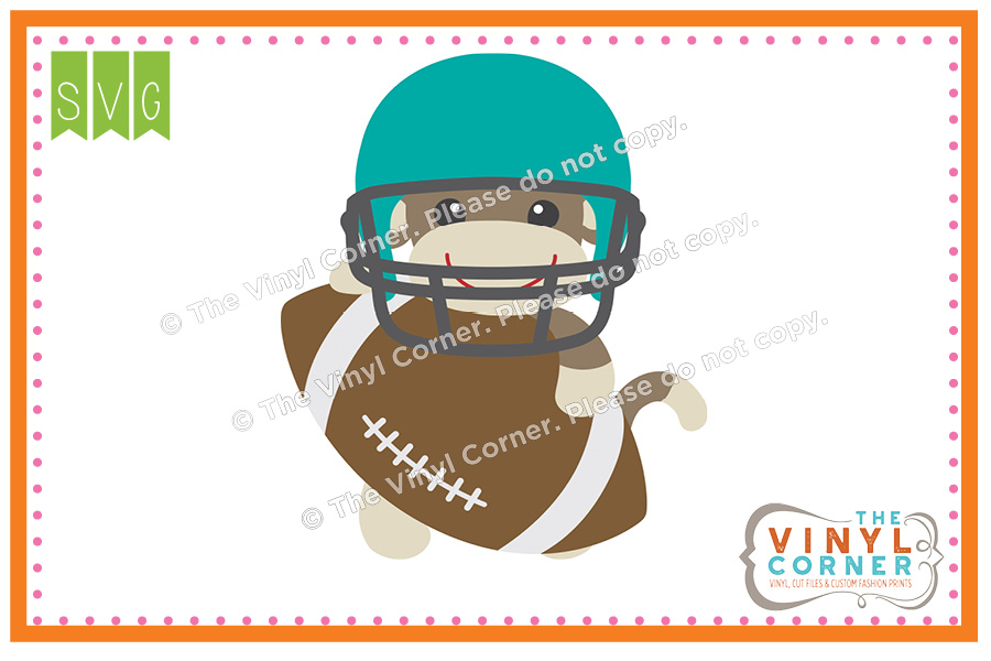 Sock Monkey Football Cuttable SVG Clipart Design
