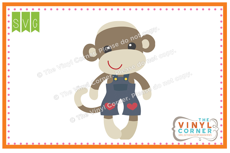 Sock Monkey Overalls Cuttable SVG Clipart Design