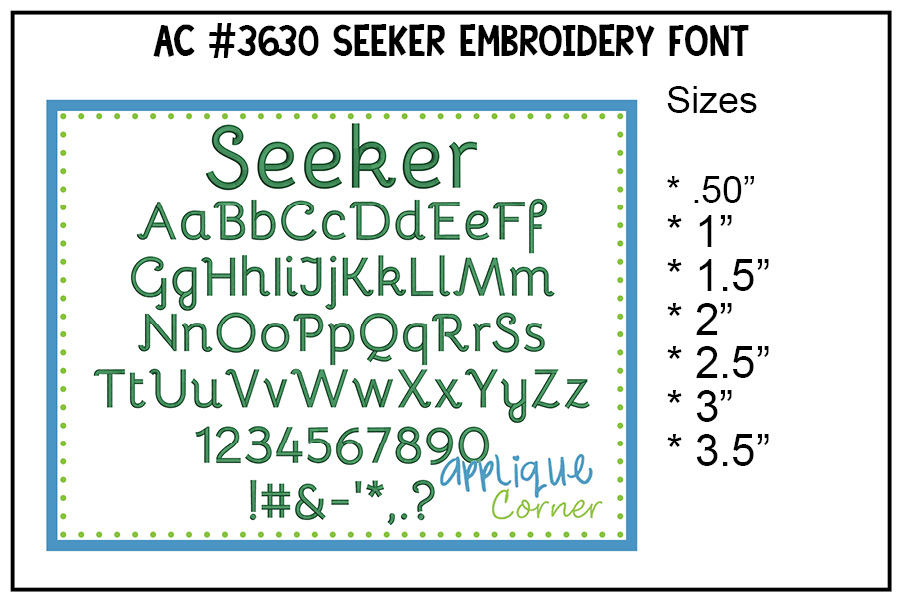 Seeker Embroidery Font
