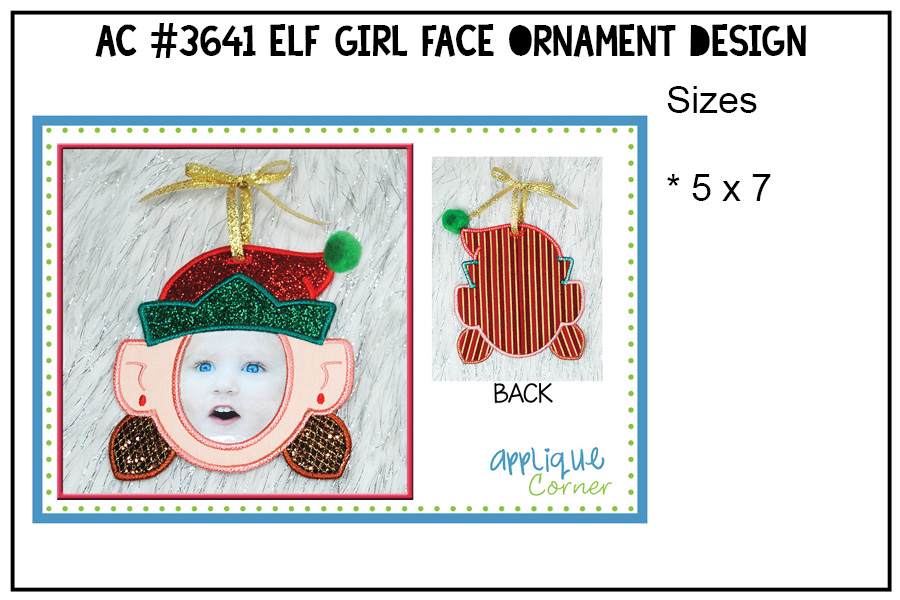 Elf Girl Face Ornament In-The-Hoop