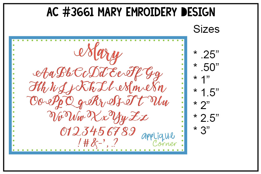 Mary Embroidery Font