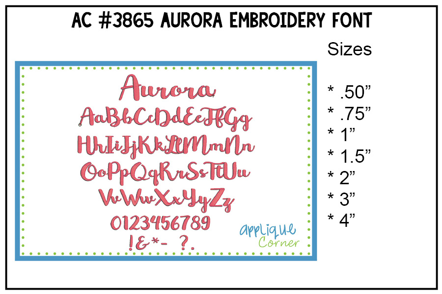 Aurora Embroidery Font