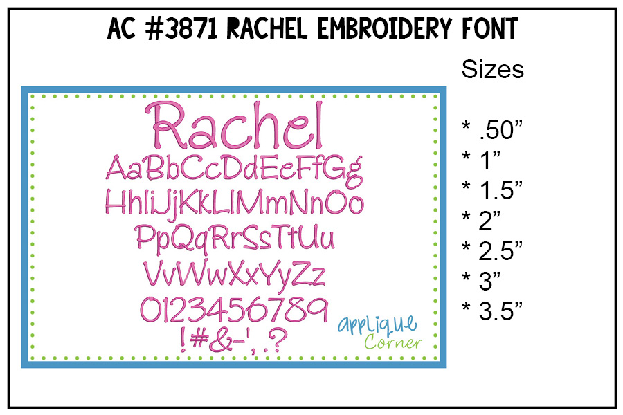 Rachel Embroidery Font