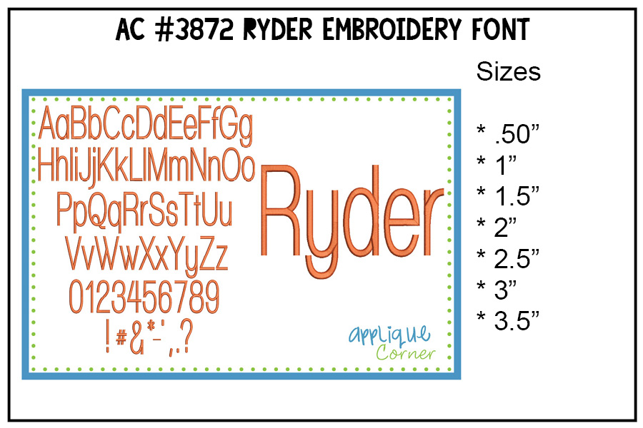 Ryder Embroidery Font