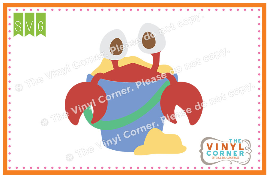 Crab Bucket Cuttable SVG Clipart Design