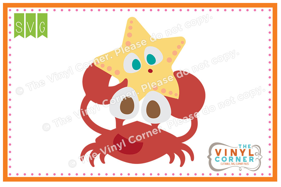 Crab With Starfish Cuttable SVG Clipart Design