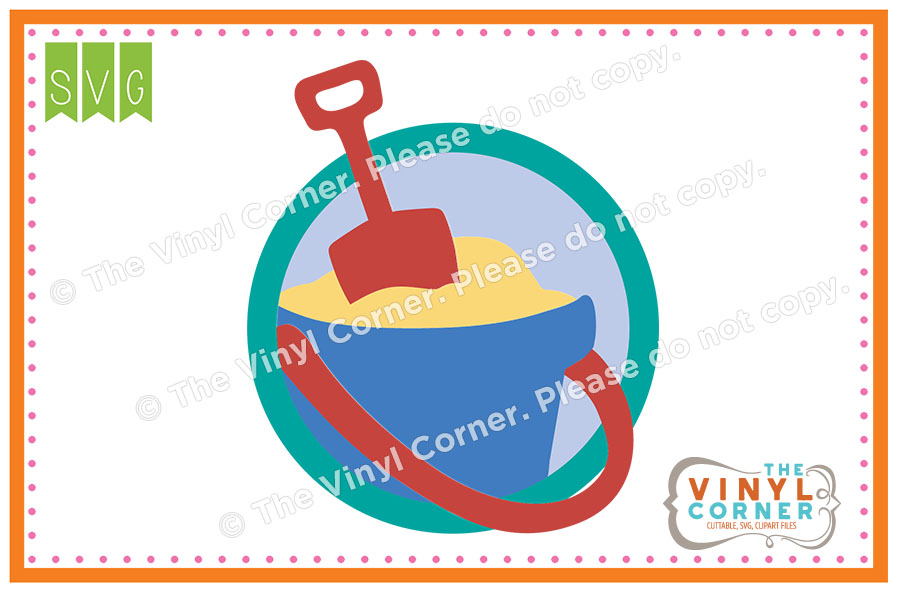 Sand Bucket Circle Cuttable SVG Clipart Design