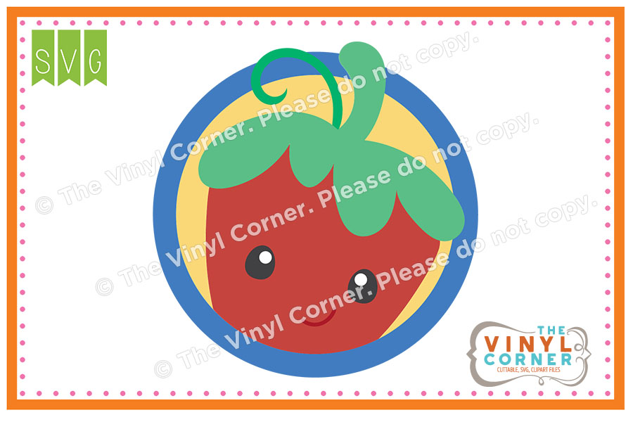 Strawberry Circle Cuttable SVG Clipart Design
