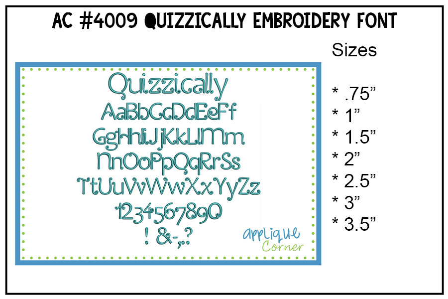 Quizzically Embroidery Font