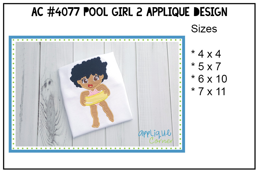 Pool Girl With Lifesaver Applique Design