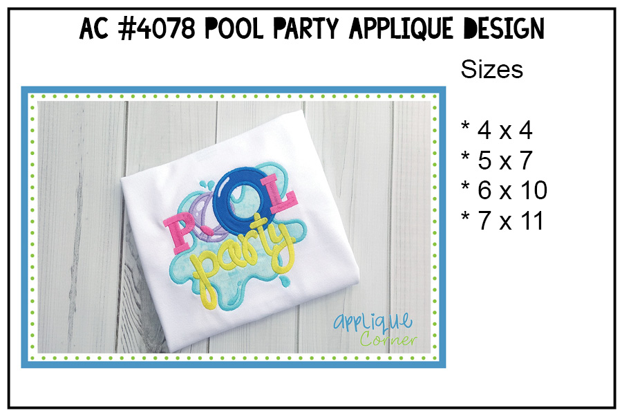 Pool Party Applique Design