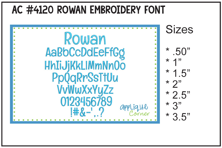 Rowan Embroidery Font