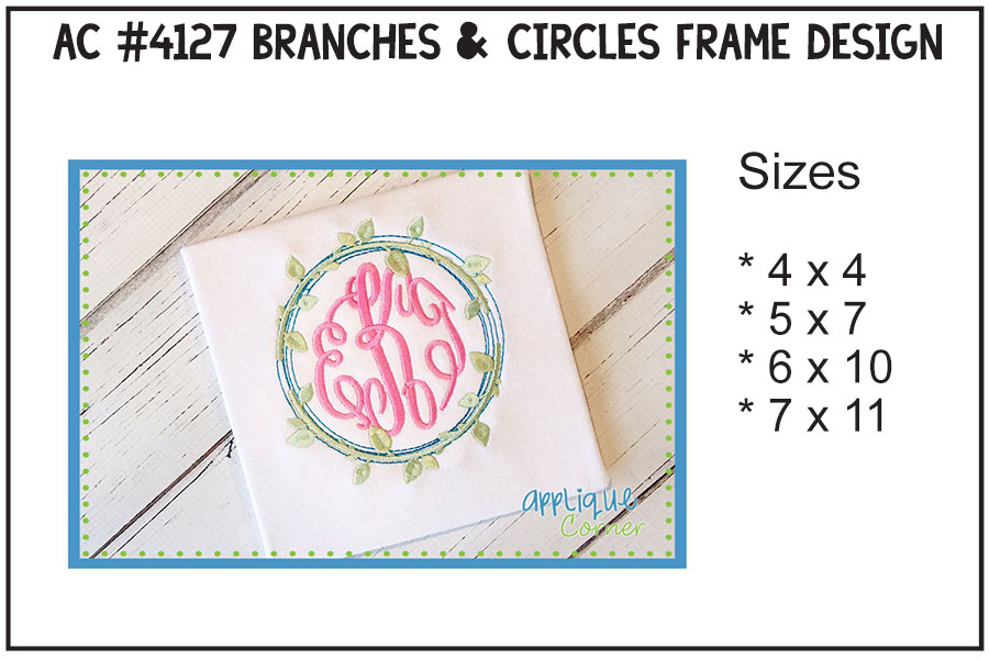 Branches And Circles Frame Embroidery Design