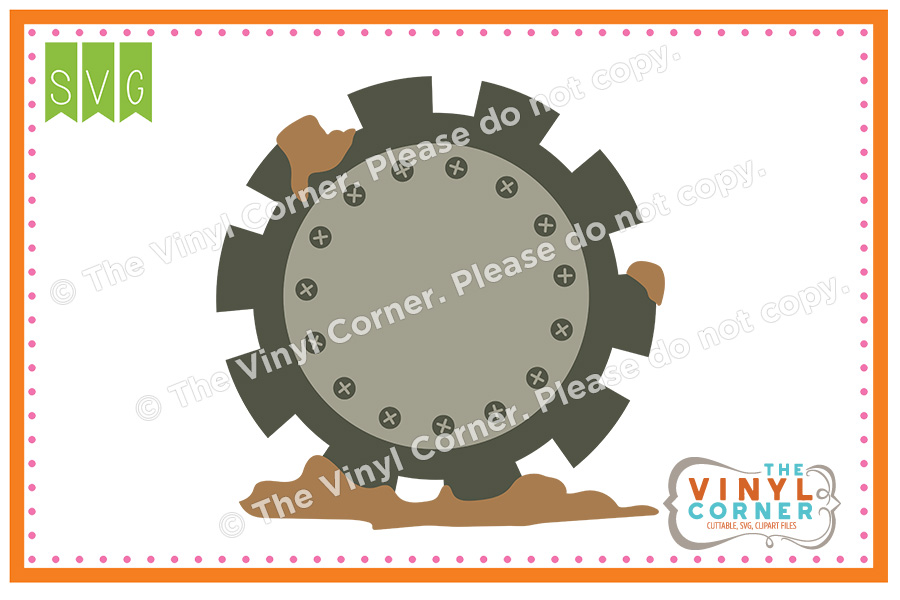 Tire Monogram Frame Cuttable SVG Clipart Design