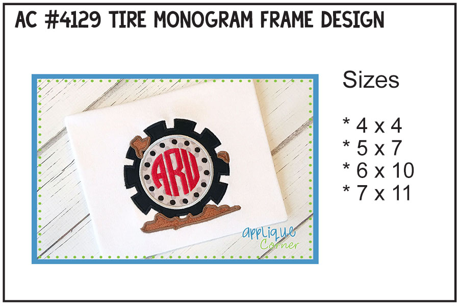 Tire Monogram Frame Embroidery Design