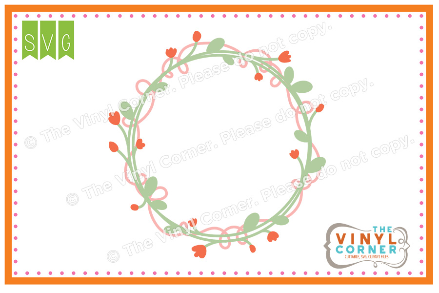 Vines And Flowers Frame Cuttable SVG Clipart Design